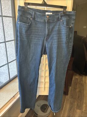 Lane Bryant Dark Blue Straight-Leg Stretch Jeans